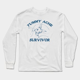 Tummy Ache Survivor T Shirt, Tummy Ache Tee, Meme T Shirt, Vintage Cartoon T Shirt, Aesthetic Tee, Unisex Long Sleeve T-Shirt